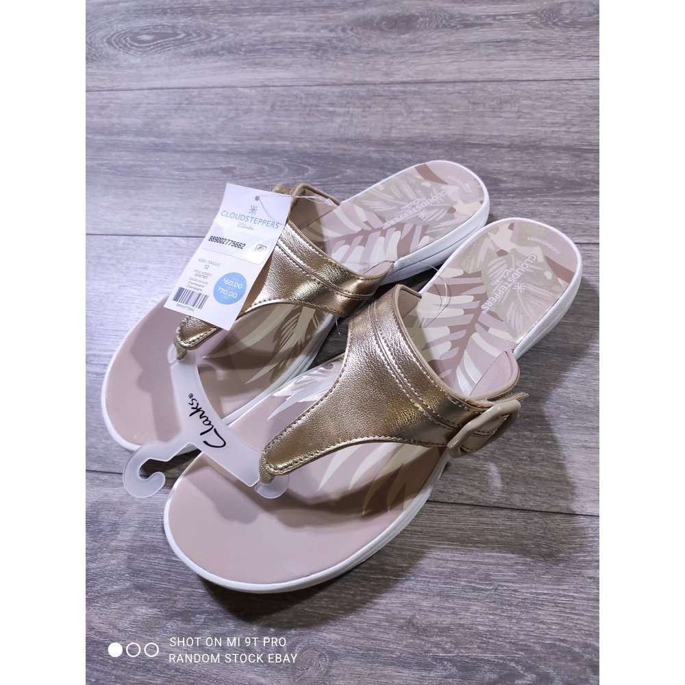 Clarks Cloudsteppers Breeze Cove H Champagne Metallic Sandals Women 12